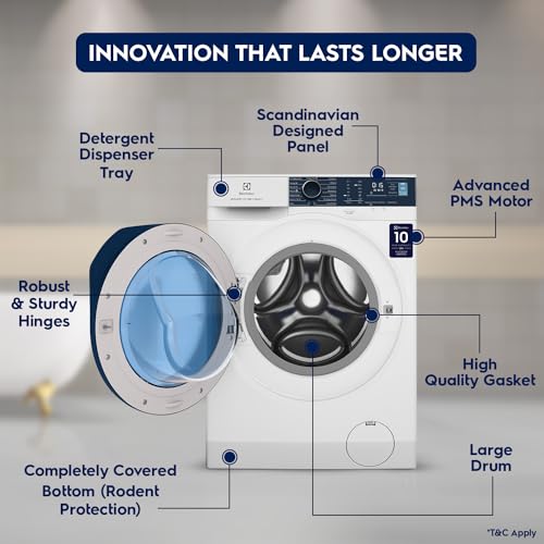 Image of Electrolux 9kg 5 Star Front Load Washing Machine, 3 Year Warranty, AutoSense Technology, Full Load Vapour Wash, Hygienic Care, Woolmark, EcoInverter Motor, UltimateCare 500, EWF9024R5WB, White