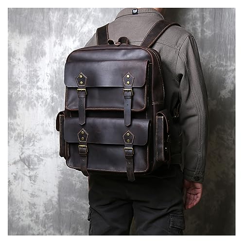 Retro Leather Backpack For Men Leather Backpack Casual Outdoor Travel Bag For Men(Black)4