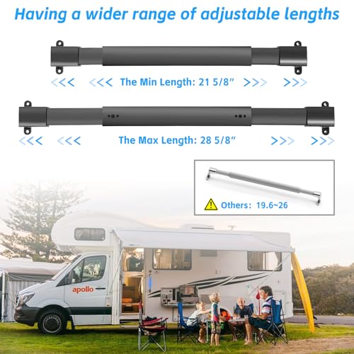 RUILIXIN Aluminum RV Screen Door Handle, from 21-5/8 Inch to 28-5/8 Inch Adjustable Crossbar, Rv Accessories, Door Handle Grab Bar for Travel (Black) by RUILIXIN - Used condition - Image 3