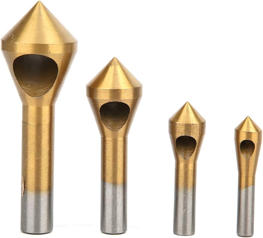 Chamfer Drill Bit, Long Service Life Chamfering Tool Ti-Plated Surface Not Easy to Rot for Taper Hole of Workpiece for Chamfering for Industry(Golden)