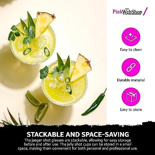 PinkWebShop Pack of 200 Plastic Shot Glasses and Dessert Cups, Clear 200, Small - Image 3