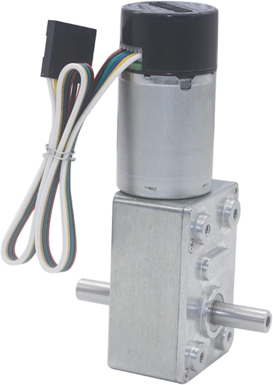 Gleichstrommotor mit hohen Drehmolekülen, DC Schneckengetriebe 6V 12V 24V 6-150RPM 25kg.cm Drehmoment 3W Mit Encoder Metal Gear (12v,66rpm)
