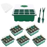 🌱 【Excelente control de humedad】 La cúpula transparente en las bandejas de inicio de semillas tiene 4 rejillas de ventilación ajustables que te permiten regular la temperatura y la humedad de tu entorno de semillero, máxima penetración de luz y la mejor visión del comienzo de tu planta.
