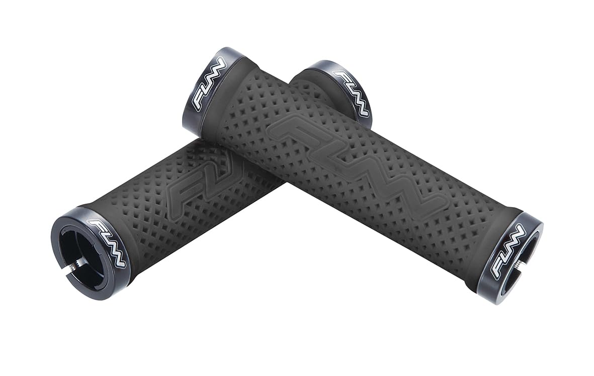 Funn Combat II Mountain Bike Handlebar Grips with Double Lock on Clamp, Comfortable and Durable Grips with 22 mm Inner Diameter, Waffle Patterned Bike