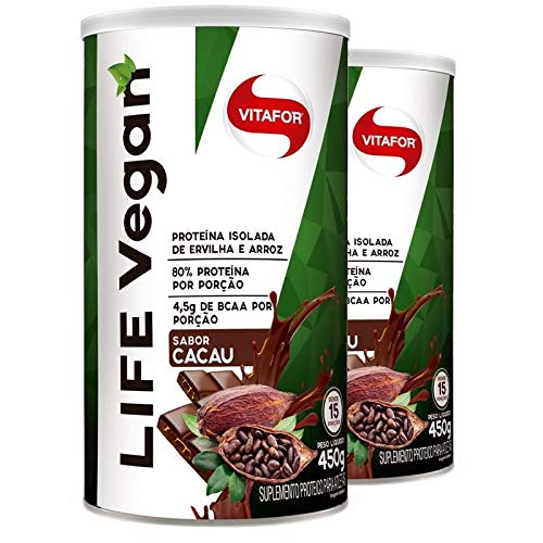 Kit 2 Proteína Vegetal Life Vegan Vitafor 450g Chocolate