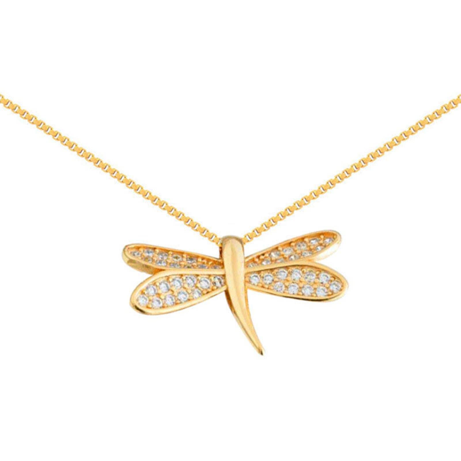 ZAGZIG Collana con Ciondolo a Forma di Libellula in Argento Sterling 925 con Ciondolo a Forma di Libellula per Regalo di Gioielli da Donna