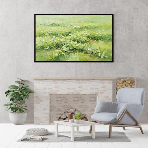 Tableau à l'huile de feuilles vert sauge 100% peint à la main sans cadre