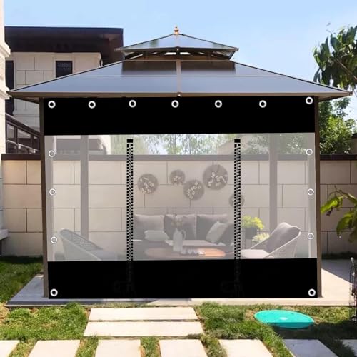 Outdoor Curtains,Pergola Gazebo Patio Black Transparent Tarpaulin Side Panels With Zipper,Waterproof Clear Tarp Curtain,Partition Curtains,Weatherproof Pvc Tarpaulin Cover,W×H-3.6×2m(11.8*6.6ft)