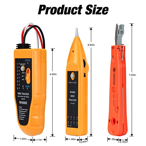 SILIVN Wire Tracker,RJ45 RJ11 Cable Tester Line Finder Multifunction Wire Tracker Toner Ethernet LAN Network Cable Tester for Network Cable Collation, Telephone Line Tester, Continuity Checking