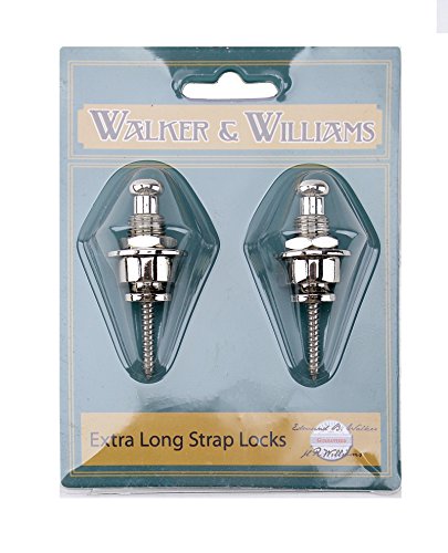 Walker & Williams Extra Long Deep Barrel Strap Locks For Thick Guitar Straps For Acoustic, Electric, And Bass Guitars #TOP6