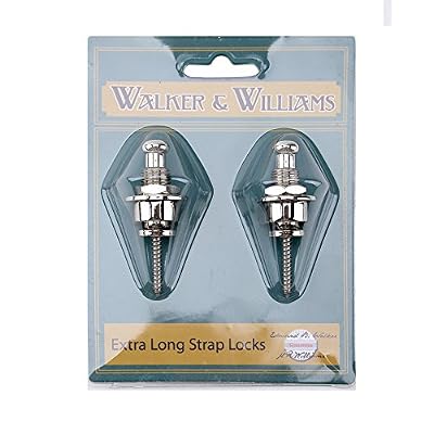 Walker & Williams Extra Long Deep Barrel Strap Locks for Thick Guitar Straps For Acoustic, Electric, And Bass Guitars