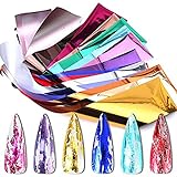 14 Colors Metallic Nail Foil Transfer Stickers Nail Foils Supply Holographic Effect Gold Silver Matt
