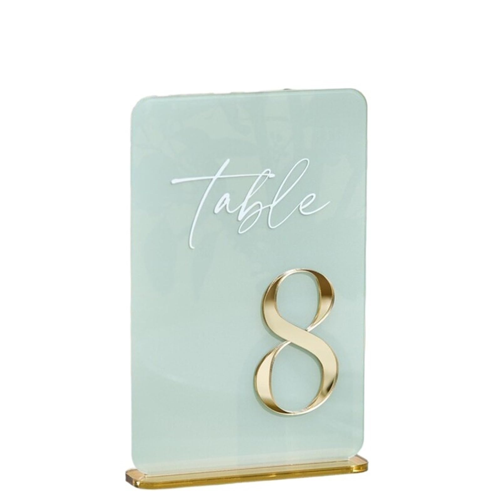 Tischnummern 3D-Tischschilder aus goldenem Spiegelglas for Hochzeiten, bunte Zahlen mit Ständern(Table 1-20)