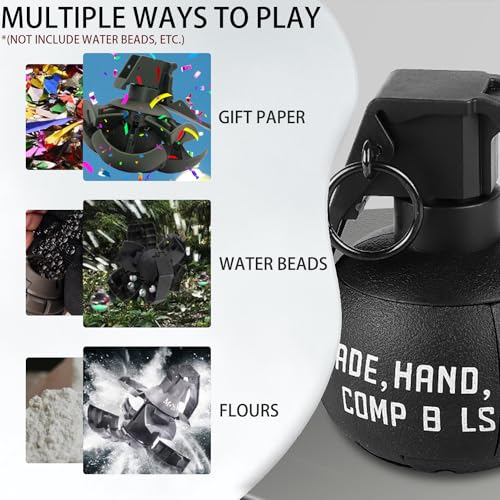 Disratw M67 Airsoft Grenade Toys 2Pcs Tactical Grenade Plastic CS Battle Game Toy Hand Grenades Pull Ring Toys Role Play Model Prop for Age 14+ (Black)