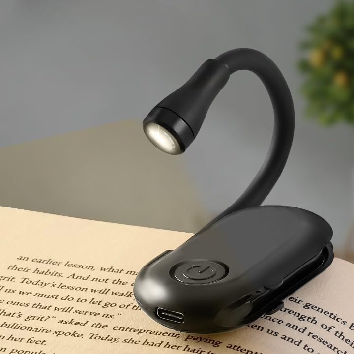 Gesto Rechargeable Book Reading Light with Clip – 3 Color Temperature Portable Study Lamp | 80 Hours Runtime Book Lamp for Night Reading | Flexible Goose Neck Clip on Book Light for Book Lovers