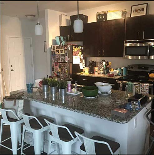 Modern Industrial Metal Bar Stool Counter Height Stools [Set of 4] Stackable Dining Chair (24\", Low Back White Wooden Seat) - Thumbnail 2