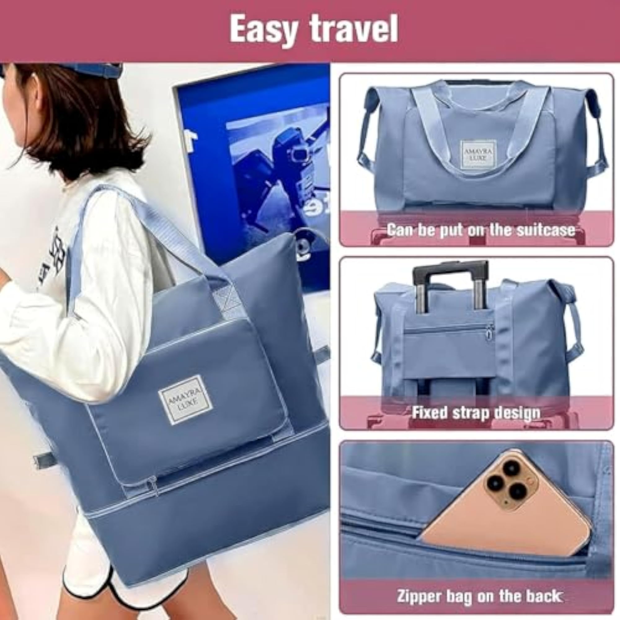 Nylon Expandable Travel Bag for Women, 41 Liter