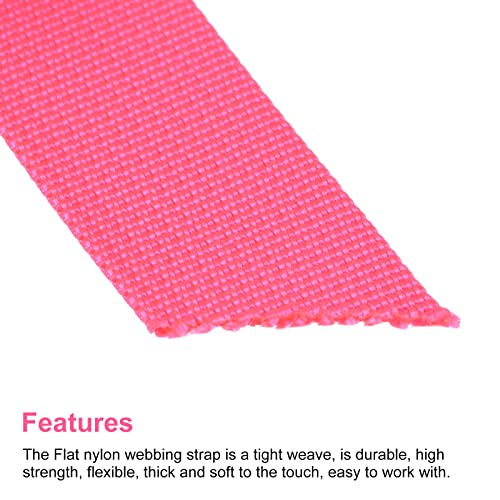 Image of MECCANIXITY Flat Nylon Webbing Strap 1 Inch 10 Yards Neon Red for Backpack, Luggage-rack