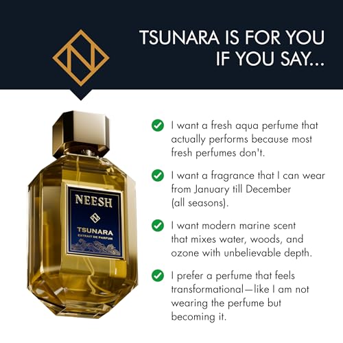 Image of NEESH Tsunara Extrait de Parfum 50ml, Luxury Unisex Fragrance, Marine & Woody Notes, High-Concentration Perfume, Premium Scent for Men & Women