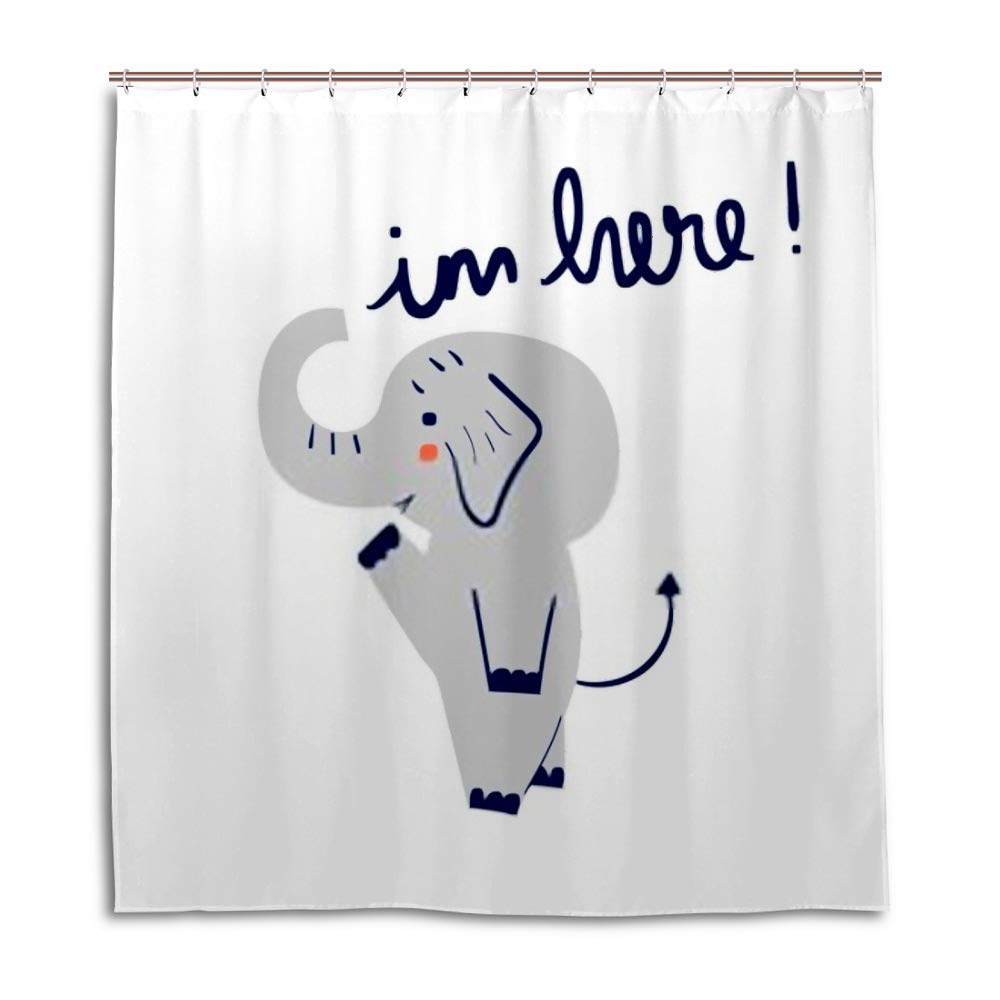 Rideau de douche éléphant lavable en machine en tissu polyester 72x72
