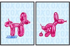 Funky Preppy Modern Bathroom Decorations 11 x 14 - Aesthetic Trendy Pink Blue Bathroom Accessories