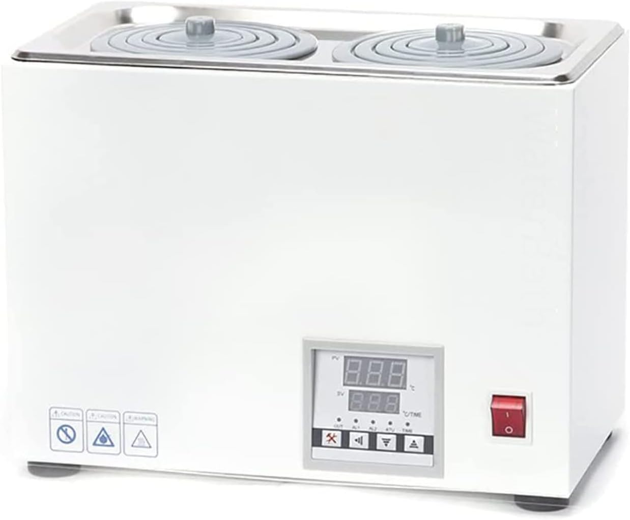 Electric Heating Thermostatic Lab Water Bath, 1/2/4/6 Hole Scientific Heating Constant Temperature Water Bath Lab Equipment, RT 5 to 100°C,Increments of 0.1°C, Timing Function