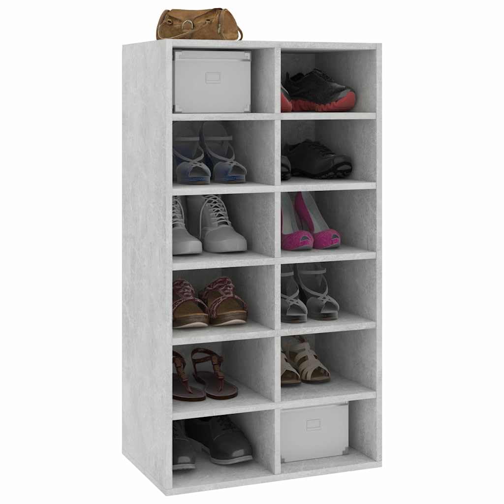 Schuhregal & Schuhschrank Betongrau Holzwerkstoff Schuhständer Schuhkommode für Eingangsbereich Wohnzimmer Schlafzimmer 54 x 34 x 100,5 cm