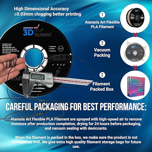 Image of ATARAXIA ART Flexible PLA Plus AA 1.75mm 1kg White Polylactic Acid (PLA) Filament