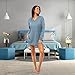 Alexander Del Rossa Women's Ribbed Waffle Knit Oversized Sleep Shirt, V-Neck Night Shirt Sweater Top Shadow Blue 2X (A0873SBL2X)
