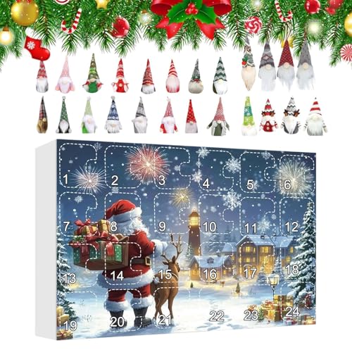 Calendrier de compte à rebours de Noël avec nain en peluche et déco saisonnière de vacances