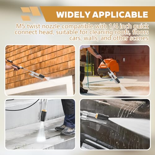 Image of Shooter Tip M5 Twist Nozzle is Suitable for Long Range Soap Nozzle of 3-7GPM Pressure Washer, 2-in-1 Soft Wash Twist Nozzle with 0 to 60Spray Mode and 1 /4 inchQuick Connection