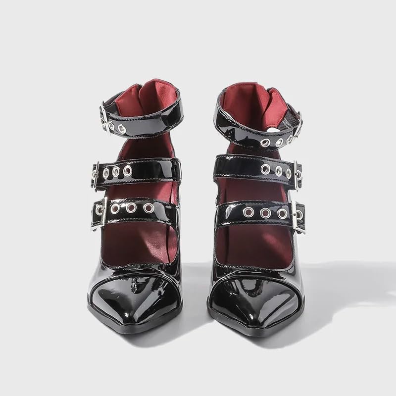 SEIFIN Women's Gothic Mary Jane Closed Toe Punk Flower Block High Heel Pumps Buckle Strap Lolita Cosplay Party Y2K Hot Girls Boots Costume Elegantes Goth Sandals Shoes4