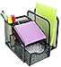 Greenco Mesh Office Supplies Desk Organizer with Note Pad Holder, Black