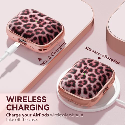 Image of Inesore for AirPods Pro 3 Case Cover 2025 with Lock-Pink Jaguar | Two-Piece Design,with Gold Keychain & Clean Pen, As Phone Stand,Support Wireless Charging,Cute Luxury Case for Women Girly