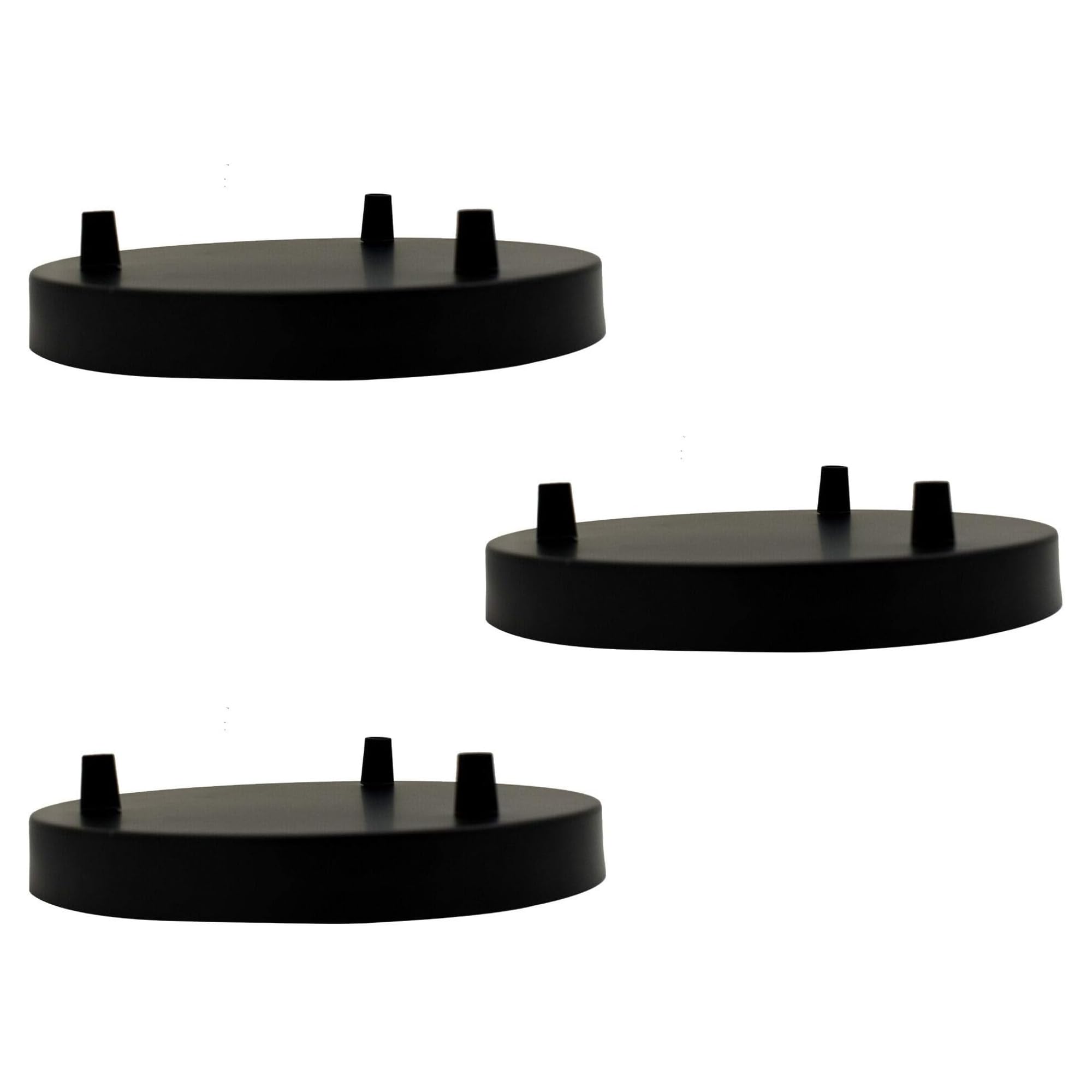 3 Pack Black Ceiling Rose 3 Outlet 200mm Metal Round Light Fitting Base for Pendant Lamp Holders Modern Ceiling Fixture Cover Plate Canopy Ideal for Stylish Home Lighting and Decorative Hanging Lights