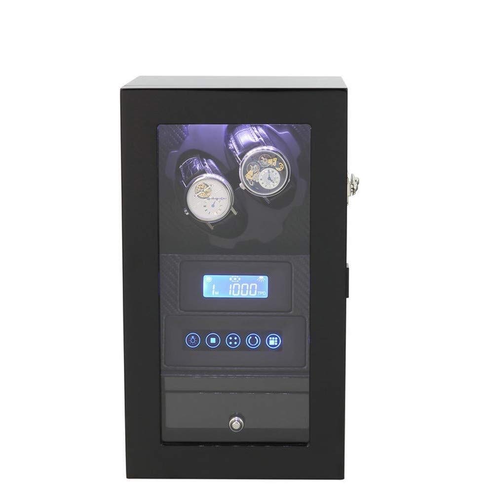 Caricatore Automatico per Orologi Unisex in Legno 2+0, Luce Ambientale a LED con Blocco del cassetto, Telecomando, Display LCD, Touch Screen, Rotazione, Motore Silenzioso Deluxe, s