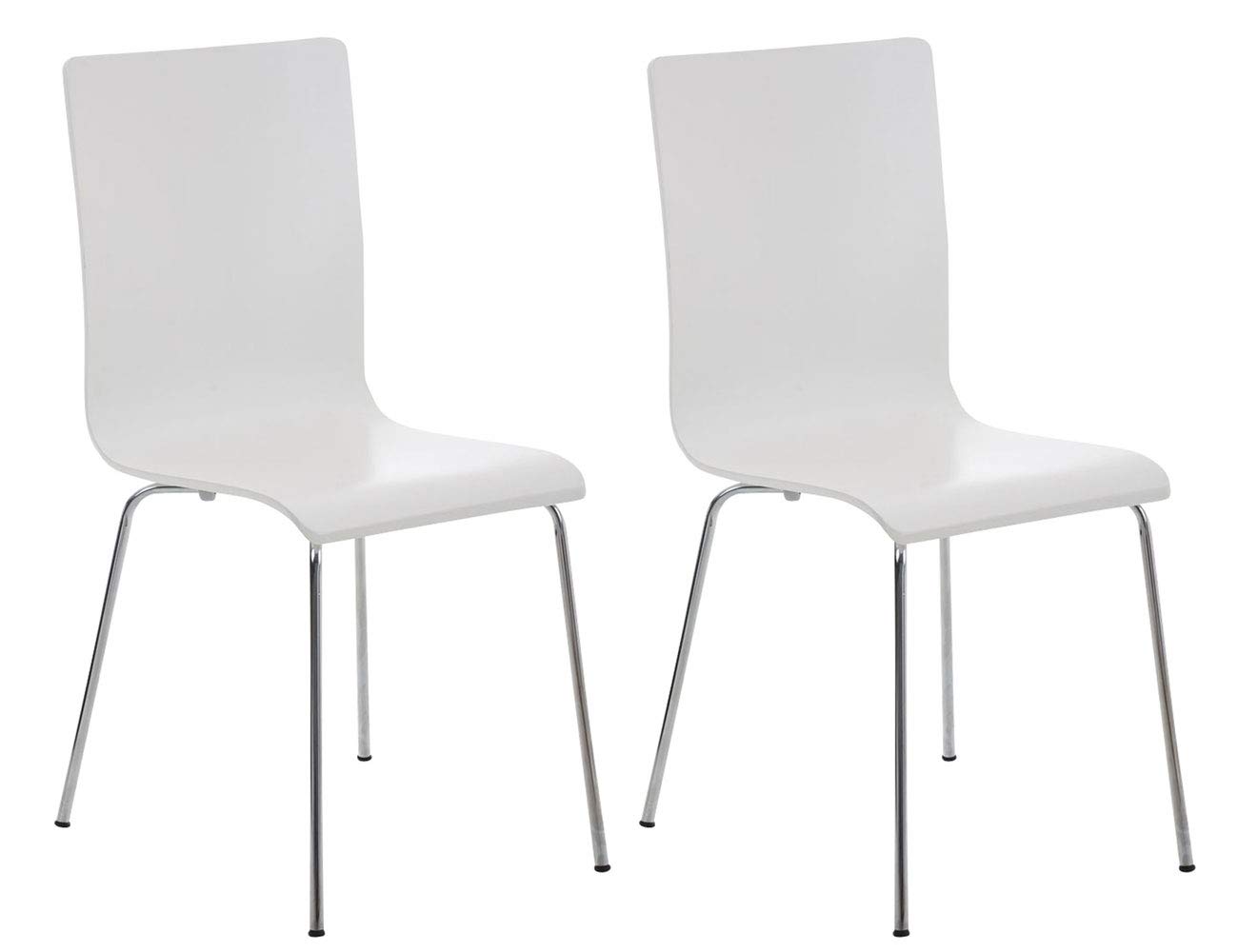 CLP 2er-Set Wartezimmerstuhl Pepe mit ergonomisch geformten Holzsitz und Metallgestell I 2X Konferenzstuhl I erhältlich Farbe weiß