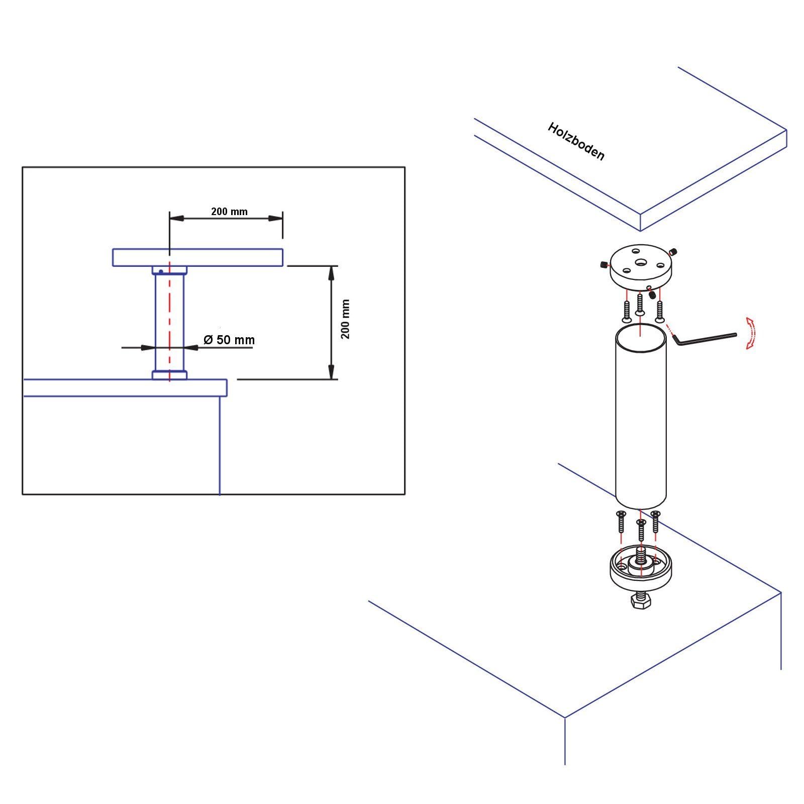 2 piezas SOTECH consolas de bar Florenz recta Altura 200 mm/Ø 50 mm aspecto acero inoxidable Base de mostrador Consola de bar Base de mostrador
