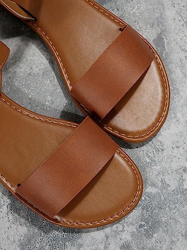 Verdusa Women's One Band Ankle Strap Flat Sandals Open Toe Walking Shoes4