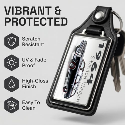 Image of Brotherhood 1964 Compatible with Chevelle Station Wagon Design Key Chain Key Holder Key Ring For Men Heavy Duty Car Key Ring For Men and Women