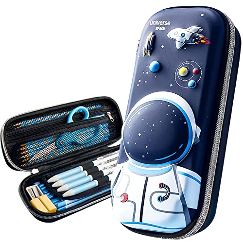 Malaxlx 3D Astronaut Navy Blue Pencil Case Pencil Pouch Waterproof Pencil Box Bag For Kids Boys School Students #TOP3