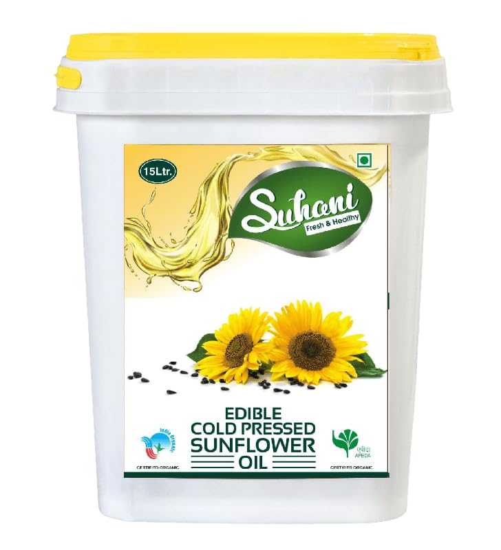 Image of Eywa Seeds & Exports Pvt Ltd Organic Sunflower Oil (15 Liter) Cold Pressed | Surajmukhi /Sunflower Kachi Ghani Oil Wooden Press Oil By (Suhani) Eywa
