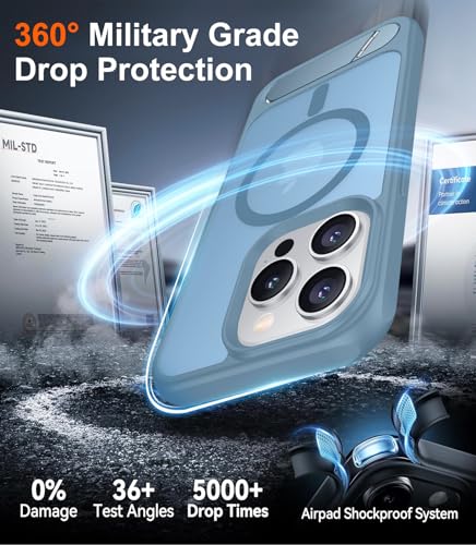 Image of Magnetic Compatible with iPhone 15 Pro Case, [Built-in Invisible Kickstand][Compatible with MagSafe][Military Grade Shockproof] Slim Translucent Matte Phone Case for iPhone 15 Pro 6.1 inch