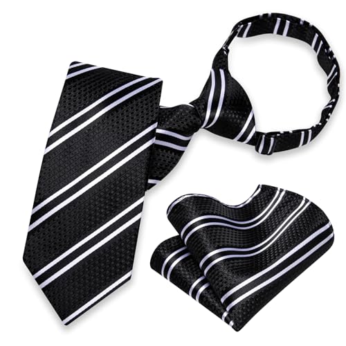 Image of Barry.Wang Boys Ties School Pre-Tied Kids Necktie Handkerchief Clip Set Uniforms Child Ties for 8-14 Years Wedding Party