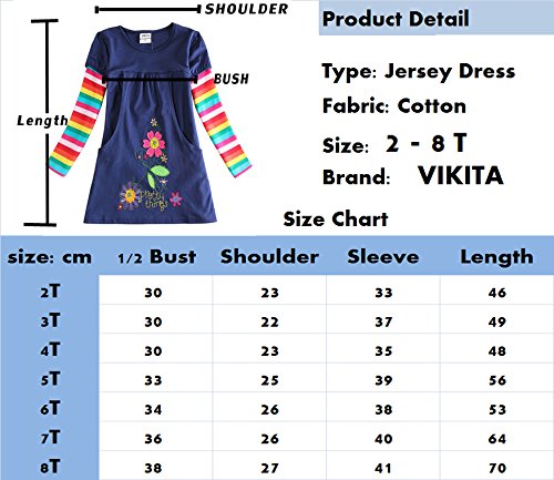 Vikita Toddler Girl Cute Loose Long Sleeve Dress Baby Girls Winter Casual Dresses 1-8 Years Lh5802, 6T #TOP1