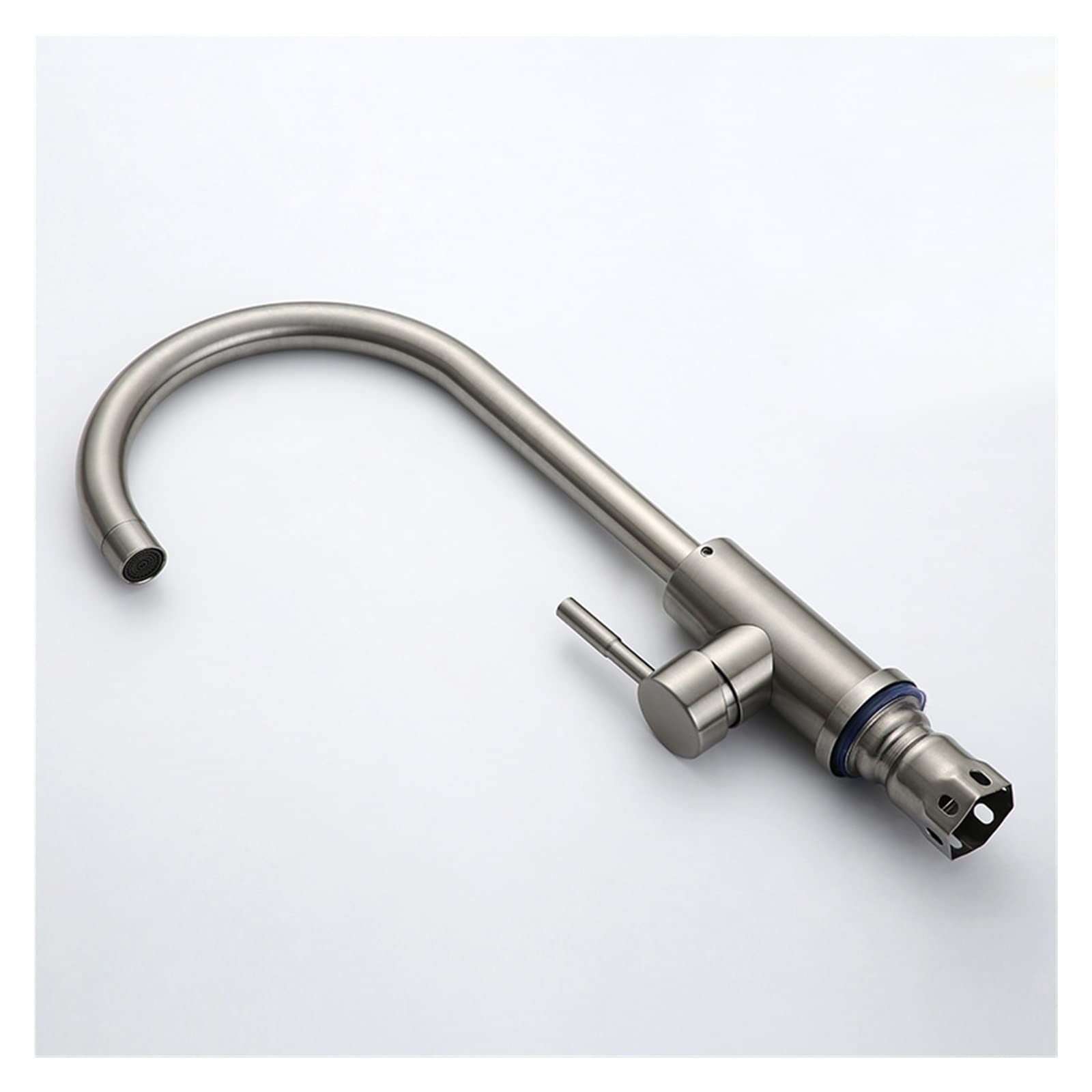 Robinet de cuisine en acier inoxydable brossé avec mitigeur eau chaude et froide pivotant