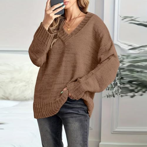 Sweaters for Women V Neck Long Sleeve Knit Sweaters Pullover Fall Outfits - image 6