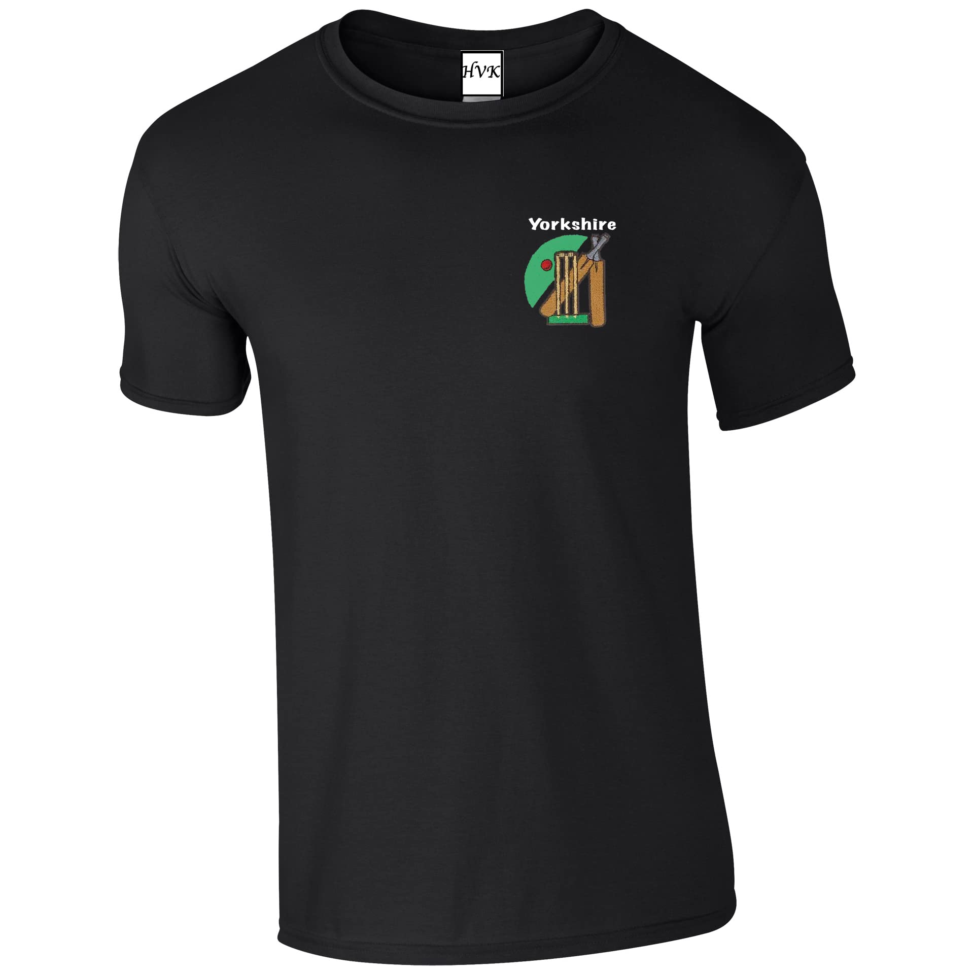 HiViz Kings Yorkshire Cricket T Shirt Wicket Bats Ball (as8, Alpha, m, Regular, Regular, Black)