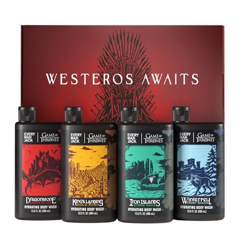 Every Man Jack Game of Thrones Collectors Body Wash Gift Set - Includes 4 Body Washes with Clean Ingredients & Westeros Inspired Scents
