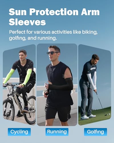 SHINYMOD 5 Pairs Compression Sleeves for Arm Cooling UV Sun Protection Tattoo Cover Sleeves for Sports Cycling Golf